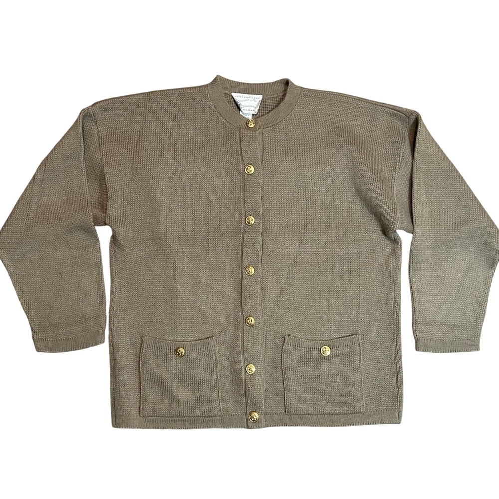 Precious As Diamonds Women's Cardigan Sweater Gold Buttons USA Size‎ L Vintage